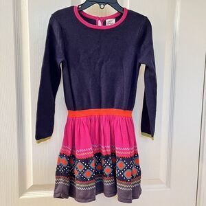 Mini Boden Festive Fair Isle Knit Sweater Dress Long Sleeve Girls Size 3-4 years